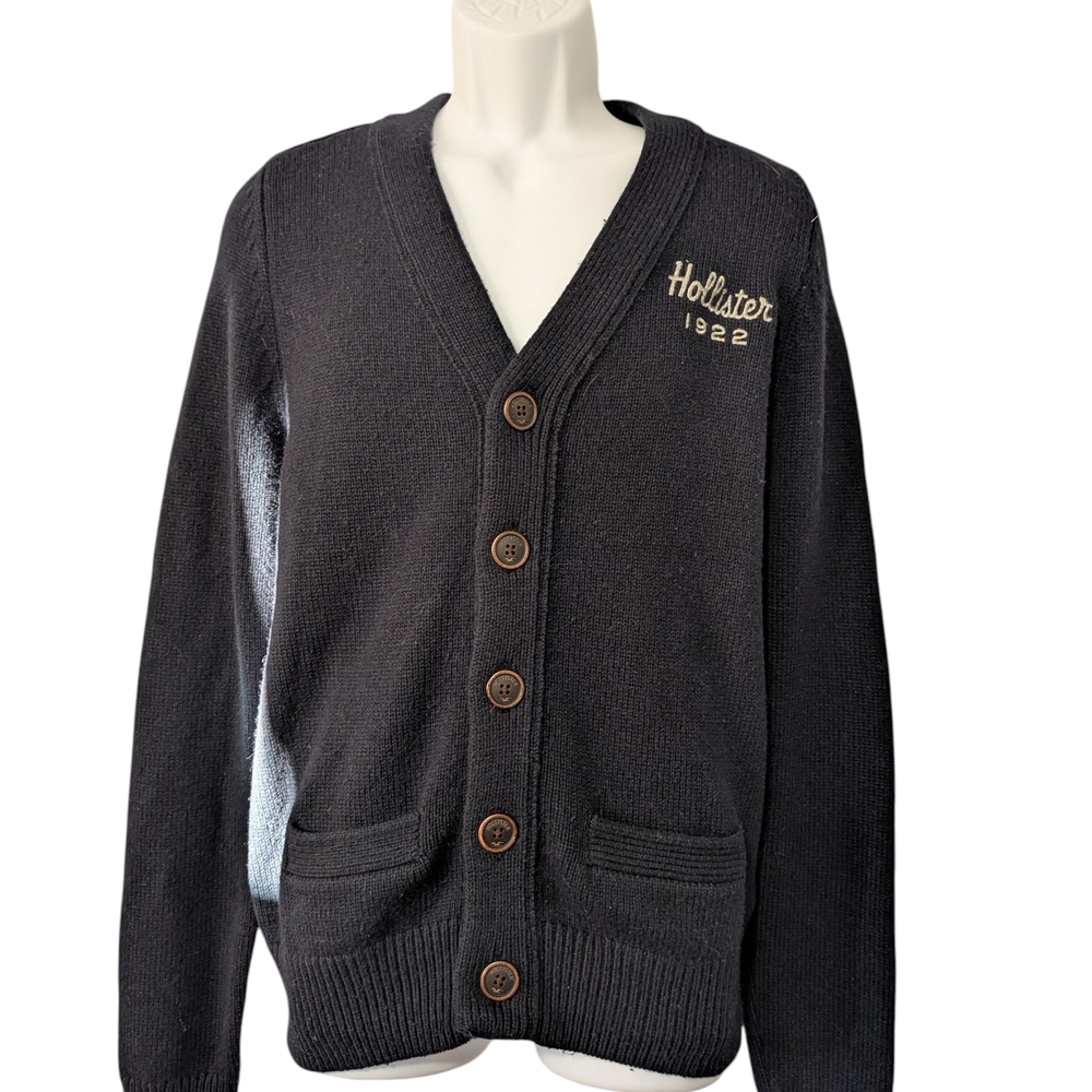 Hollister Men's Black Cardigan Sweater